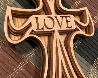 Cross of Love 3D Layered Scroll Saw pattern PDF SVG Laser cnc / Mothers Day DIY gift