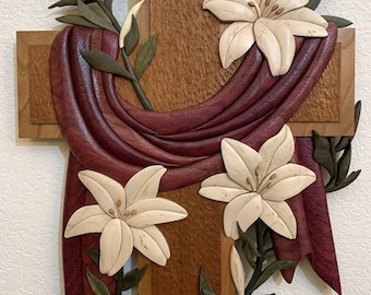 Patrón de intarsia de cruz de Pascua segmentado sierra de calar patrón sierra de cinta