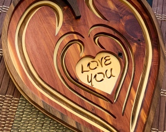 Love You Heart Scroll Saw Pattern Valentines DIY laser cnc pdf and svg file Mother's Day DIY gift