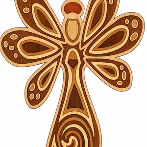 Fairy Angel 5-layer Scroll Saw Pattern Valentines / Mothers Day / Christmas Ornament DIY Laser CNC pdf and svg file
