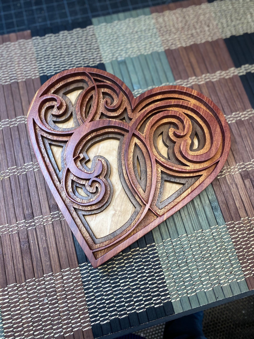 Crazy Heart Layered Scroll Saw Heart Pattern Mother's Day DIY Gift