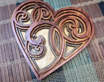 Crazy Heart Layered Scroll Saw Heart Pattern Mother's Day DIY gift Anniversary PDF SVG file for cnc laser