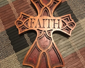 Cross of Faith Layered Scroll Saw pattern PDF SVG Laser cnc / Mothers Day DIY gift
