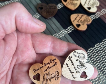 Wood pocket hug, Pocket Hug, Heart 2-sided, Love Gift, Mother's Day, Family Keepsake, Gift token,