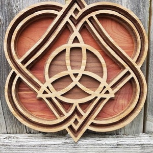 Triquetra Keltiskt Hjärtknut Underlägg Mandela Layered Scroll Saw Mönster / Heminredning / Väggbonad / Underlägg PDF och SVG fil Laser CNC