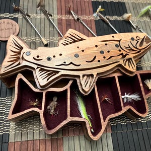 Fly Presentation Stand and Box Fly tying gift Birthday gift Fly Tying wood box Trout Box