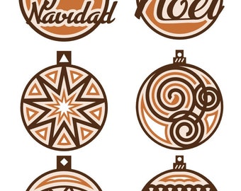 6 3D layered Christmas Ornament patterns for Scroll saw / Laser / Lightburn cut file, pdf and svg files