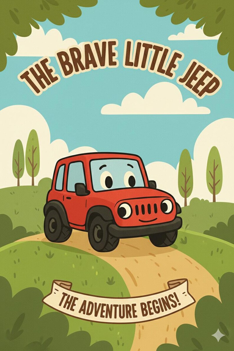 Kids Story Book PDF Printable, The Brave Little Jeep Bedtime Story for Toddlers, Car Truck Book for Boys Ages 3-6, Instant Download image 4