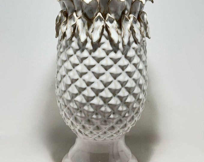 Featured listing image: Large White Ceramic Pineapple Vase – Decorative Ananas Vase – Elegant Home Decor – 30 cm