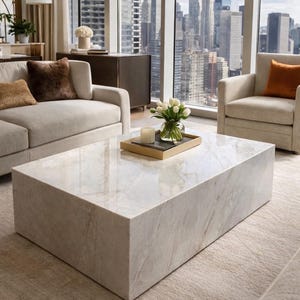 Marble block coffee table