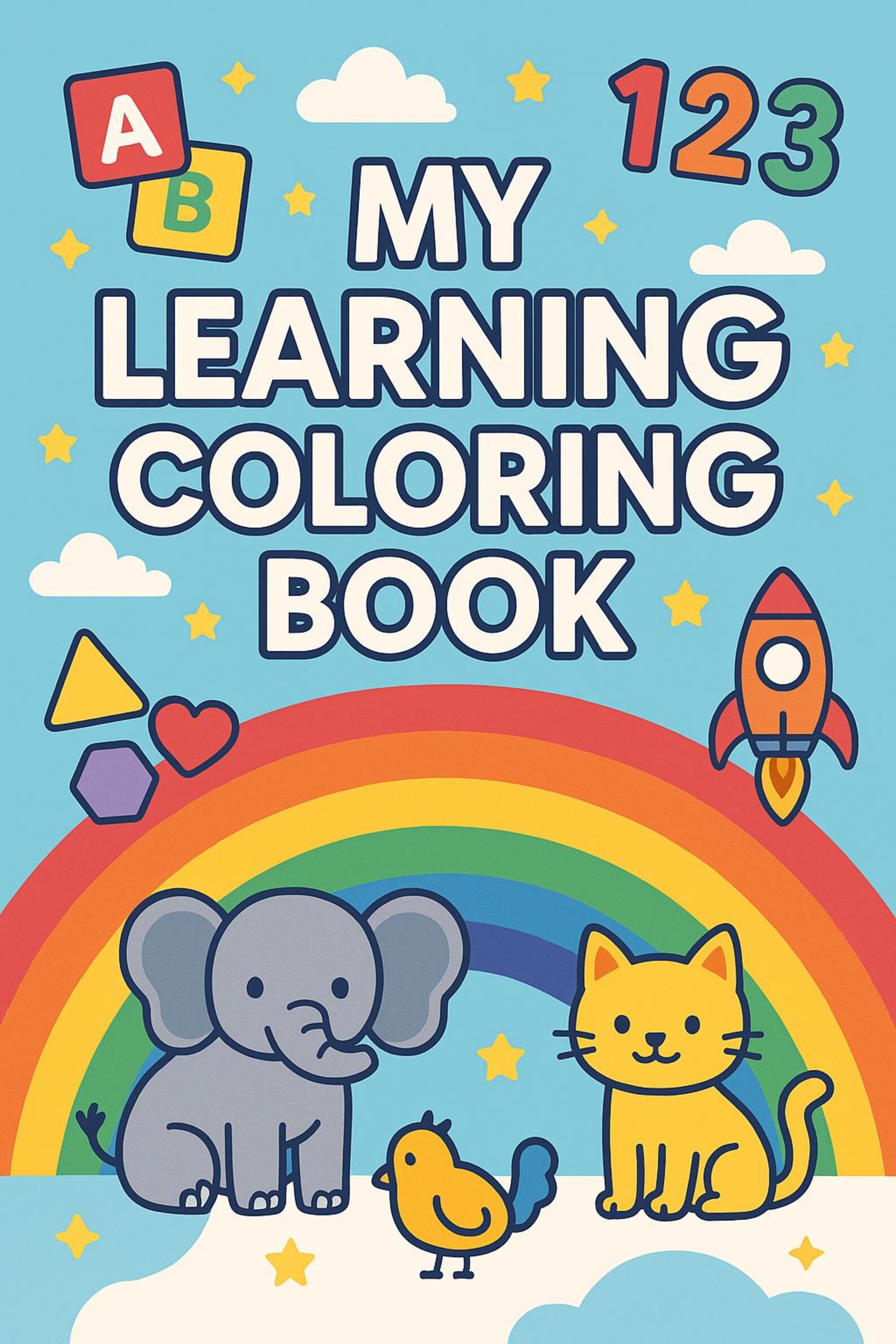 Kids Learning Coloring Book: ABC, Numbers, Shapes - Printable PDF - Etsy