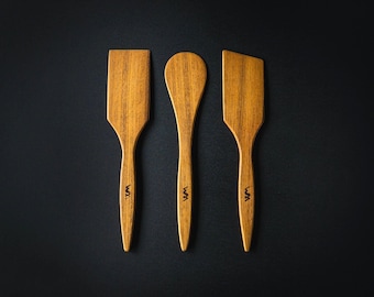 Handmade Acacia Wood Spatula Set: Eco-Friendly Kitchen Cooking Utensils
