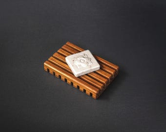 Jabonera de madera de teca natural, jabonera ecológica hecha a mano, accesorio de baño