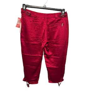 Joie Vintage NEW 195 Bandit Red 100% Silk Cropped Pants Buckle Detail Size 6 image 7