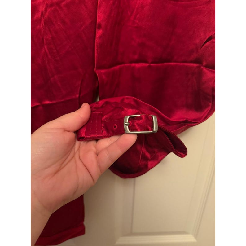 Joie Vintage NEW 195 Bandit Red 100% Silk Cropped Pants Buckle Detail Size 6 image 4
