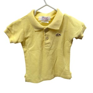 Vintage Izod Lacoste Yellow Piqué Polo Shirt Baby Toddler 12 Months Logo Patch