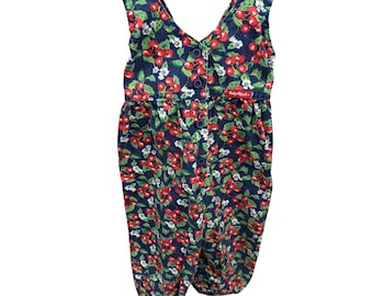 VINTAGE RARE Baby B'Gosh Cherry Blossoms Print 12M Overalls 100% Cotton USA Made