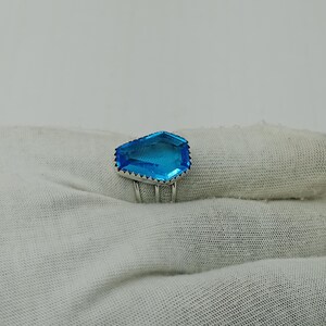 925 Sterling Silver Handmade Ring Blue Topaz Cuffine Ring Design Statement Ring Gift for Her