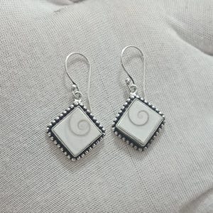 Handmade Shiva Shell Earrings: Sterling Silver Boho Dangle