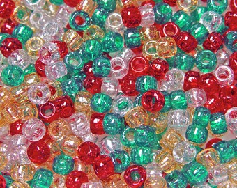 100 Unicorn Mix Pony Beads Pink Blue Purple Glitter Frosted Hair Dummy Jewellery