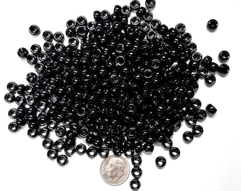Mini Pony Beads Opaque Jet Black 6.5x4mm - 1,000pc Jolly Store Crafts