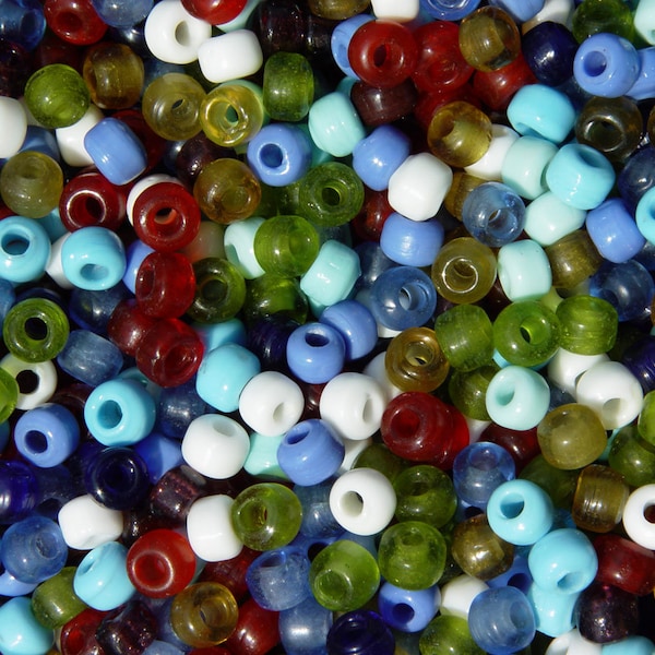 9mm Multi colors of Indian Glass Pony Roller Crow Beads 100pc