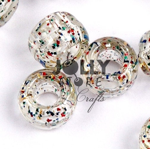 9x6mm Gold Glitter Pony Beads 500pc #PBGG