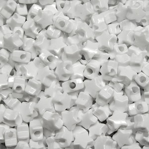 White Stars Pony Beads, 100pc Made in USA school home fun kids hair crafts