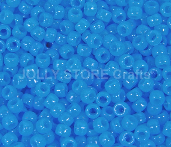 Blue Glow in Dark 9x6mm Pony Beads 500pc Made in the USA for