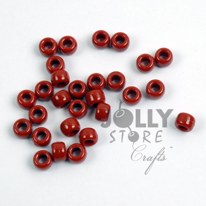 500pc Rust 9x6mm Pony Beads for school crafts hair decor kandi jewelry