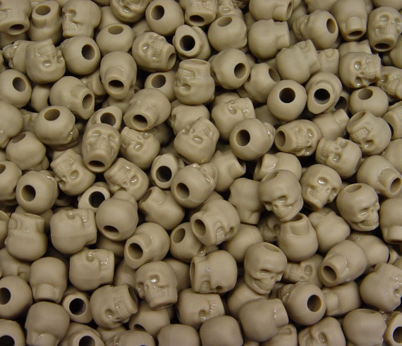 Khaki Tan Skulls pony beads for paracord crafters jewelry makers