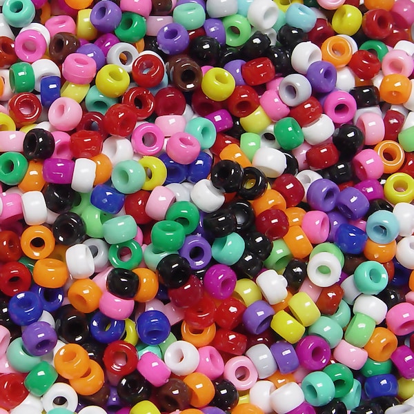 Opaque Multi Color 6.5x4mm Mini Pony Beads 1,000pc for school church crafts jewelry Made in USA