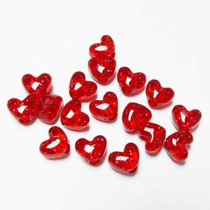 Transparent Ruby Red Sparkle Colors Heart shaped Pony Beads, 100pc Vertical hole valentines day jewelry kandi party beading Free Ship