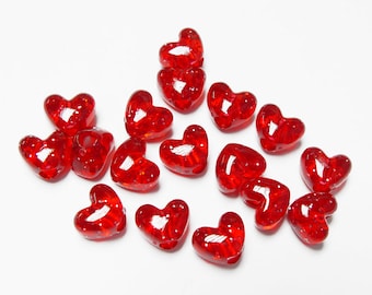 Heart Pony Beads Ruby Sparkle 100pc Large Hole Craft Beads for Jewelry Making & Bracelets
