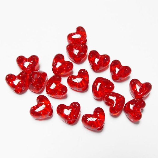 Heart Pony Beads Ruby Sparkle 100pc Large Hole Craft Beads for Jewelry Making & Bracelets