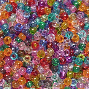 1000 Transparent Multi Colors 7x4mm Mini Pony Beads made in the USA for school church crafts decor kandi jewelry