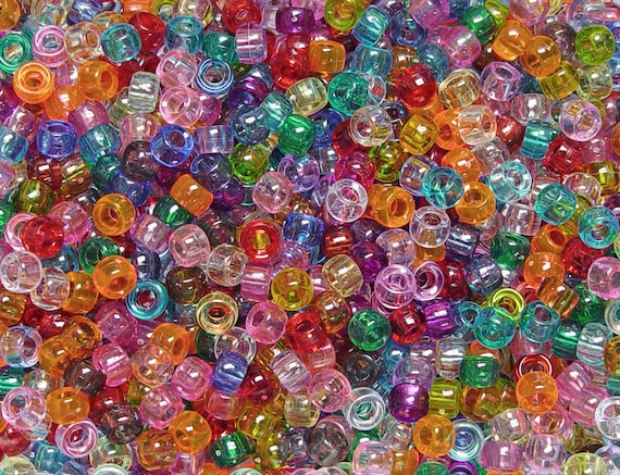 Transparent Multi Color 6.5x4mm Mini Pony Beads 1,000pc for school church crafts jewelry Made in USA