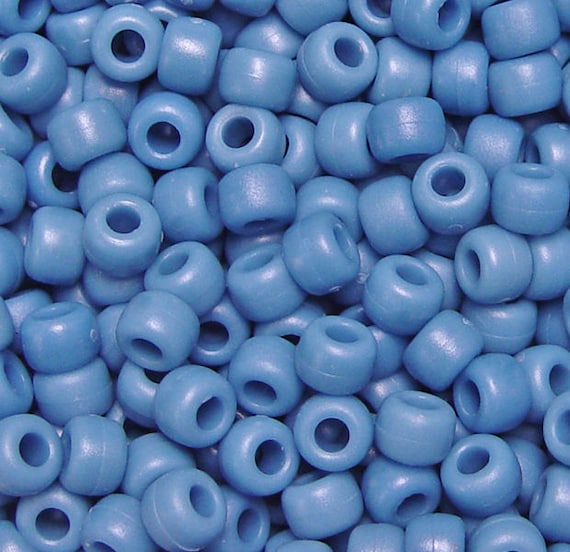 Flat Denim Blue 9x6mm Pony Beads 500pc Made in USA for School Kids