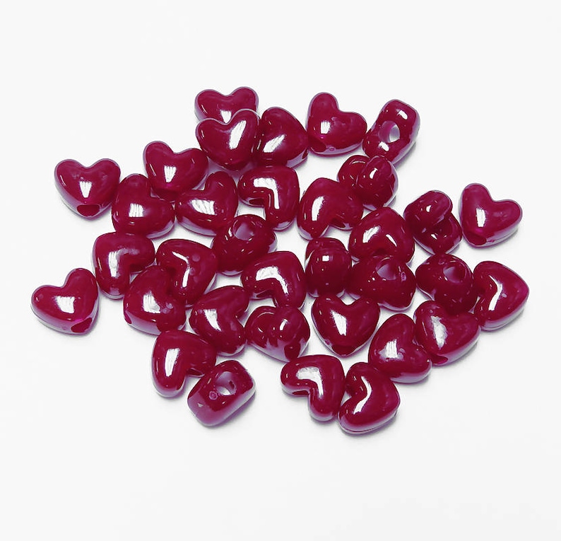 Opaque Cranberry Red Heart Shaped Pony Beads 100pc Vertical Etsy