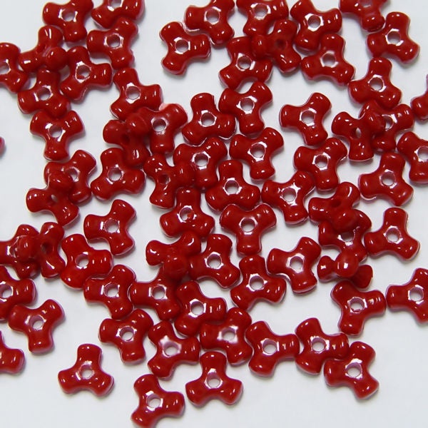 Opaque Red 11mm Tri Beads 500pc beading crafts jewelry Made in USA