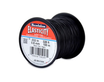 Beadalon Elasticity Black Stretchy Cord Bulk Spool .8mm x 328 feet made in USA