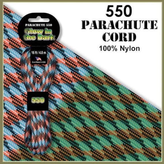 Tropical Colors Glow in the Dark 550 Paracord Parachute Cord 100