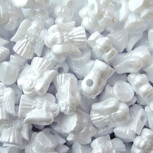 JOLLY STORE Crafts 25mm Pearl White Angel shaped pony beads Made in USA, 24pc for  Church School kids holiday crafts