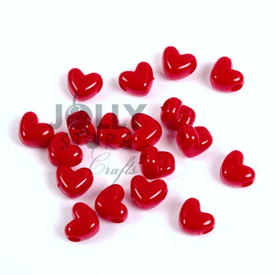 Heart Shape Red Translucent Fake Beads Acrylic Bead Valentine's Day 10