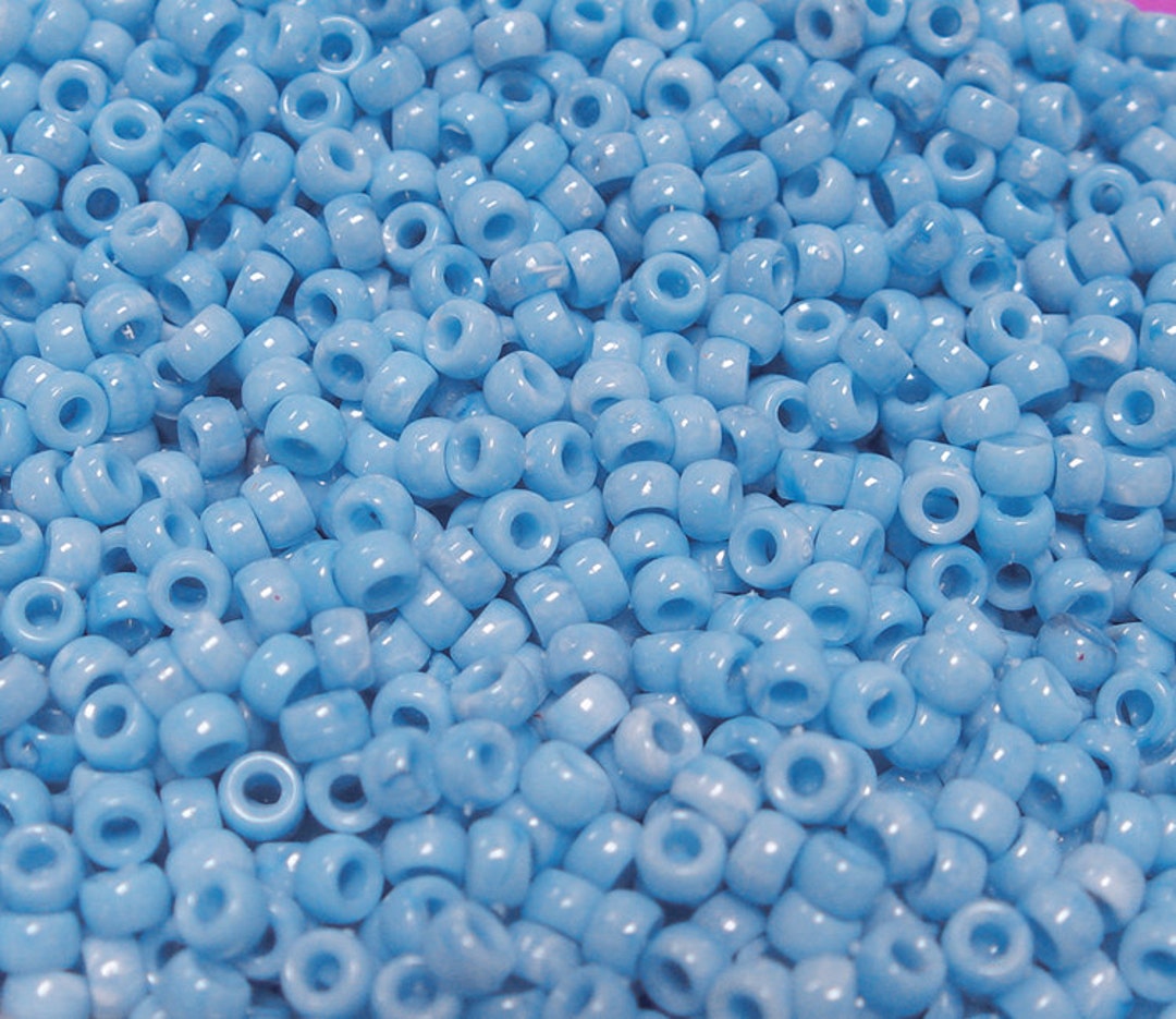 Pony Beads, Transparent, 9x6mm, 1,000-pc, Light Blue