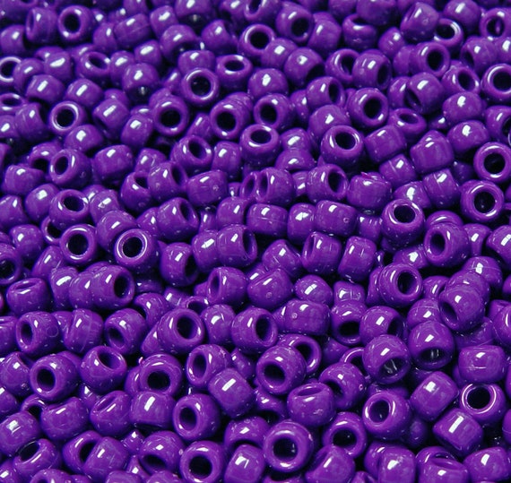 500pc Neon Plum Purple 9x6mm Pony Beads made in USA for school crafts hair  decor kandi jewelry