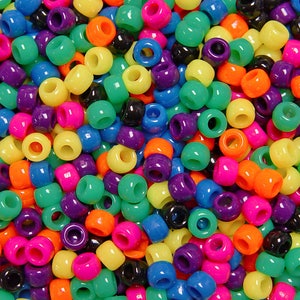 Hot Kandi Rave 9x6mm Pony Beads made in America, Jolly Store Crafts (500pc)