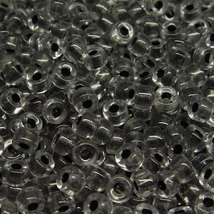 100 Crystal Defect Black Lined Czech Glass 9x6mm Pony Crow Roller Large Hole Bead