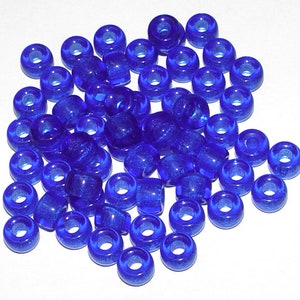 Sapphire Blue Czechoslovakian Glass 9x6mm Pony Crow Roller Large Hole Bead 100pc