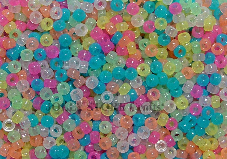 Jelly Glitter Sparkle 9x6mm Pony Beads 500pc made in USA Free Shipping
